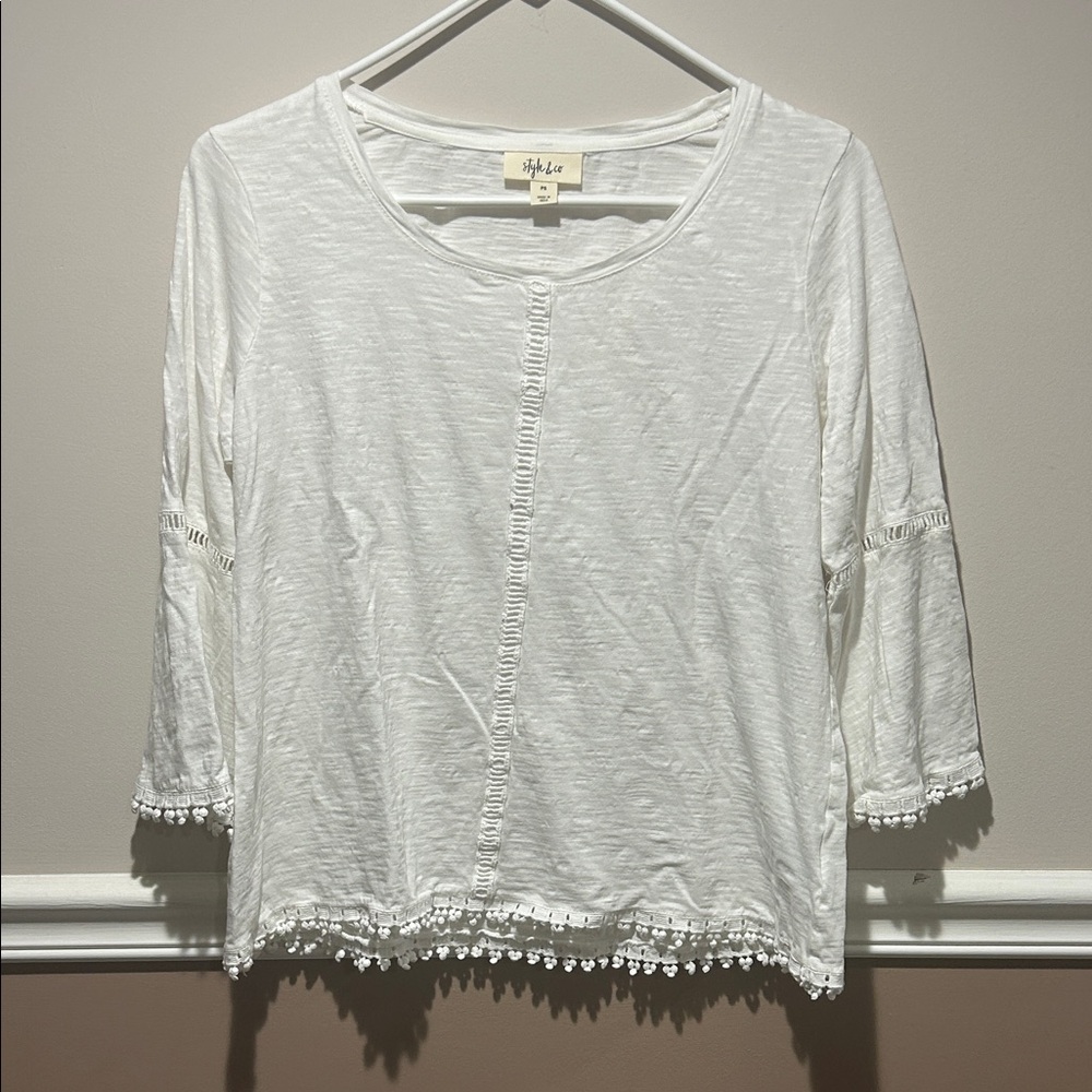 White Blouse with Lace Accents